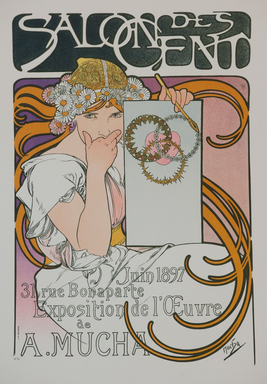 ملصق لمعرض A. Muchas في Salon des Cent ، 1897. بواسطة ألفونس موشا