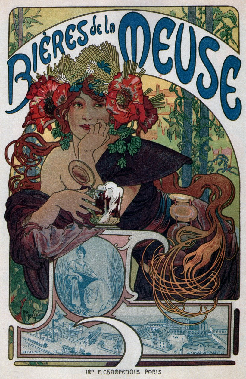 ملصق عن Bieres de la Meuse ، 1897 بواسطة ألفونس موشا