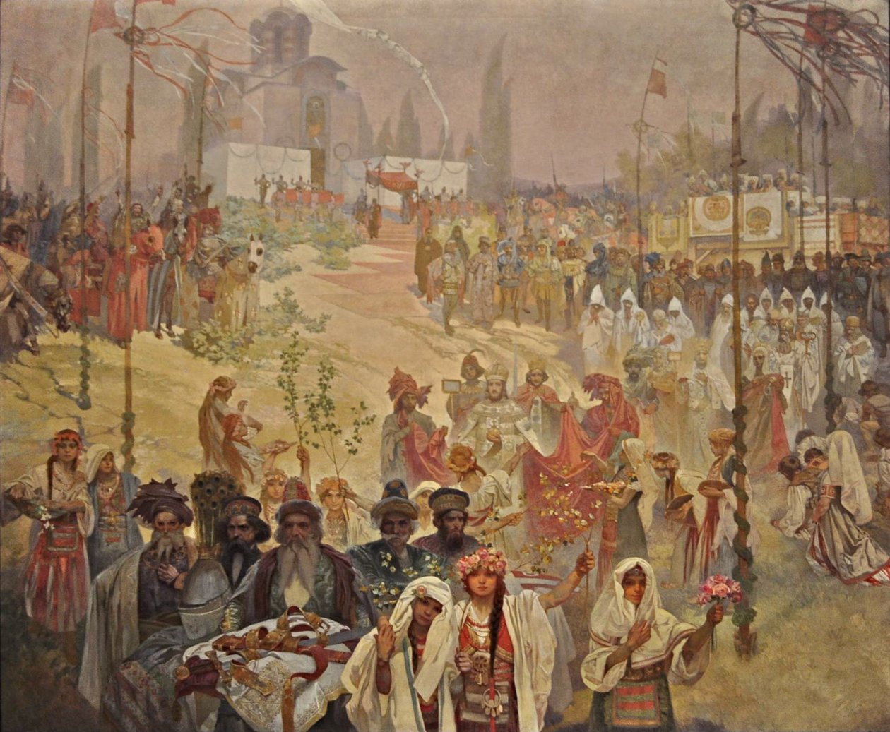 تتويج القيصر الصربي ستيفان دوسان كإمبراطور روماني شرقي دورة ملحمة سلافية بواسطة ألفونس موشا