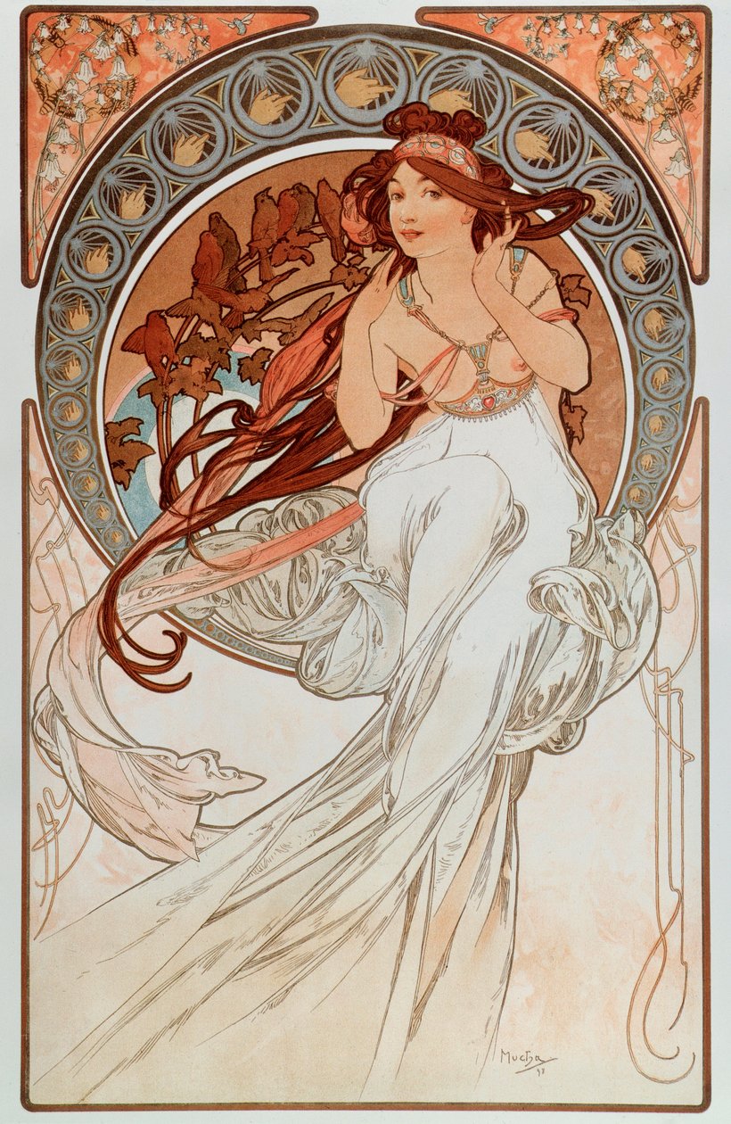 The music. From a serie of lithographs بواسطة ألفونس موشا