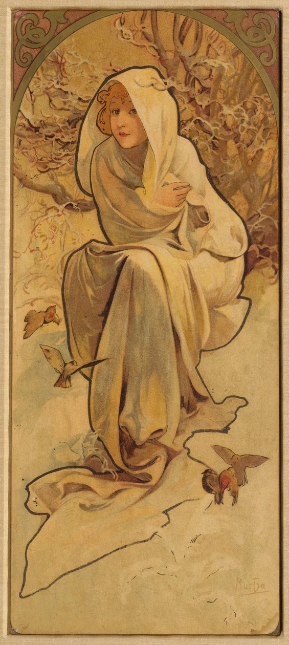 فصل الشتاء من سلسلة Les Saisons ، ج. 1900. بواسطة ألفونس موشا