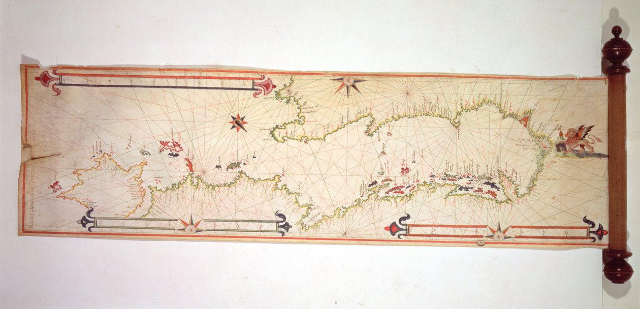 خريطة بحرية مصغرة للبحر الأدرياتيكي ، 1624 (شهادة جامعية) بواسطة ألفيسي غرامولين