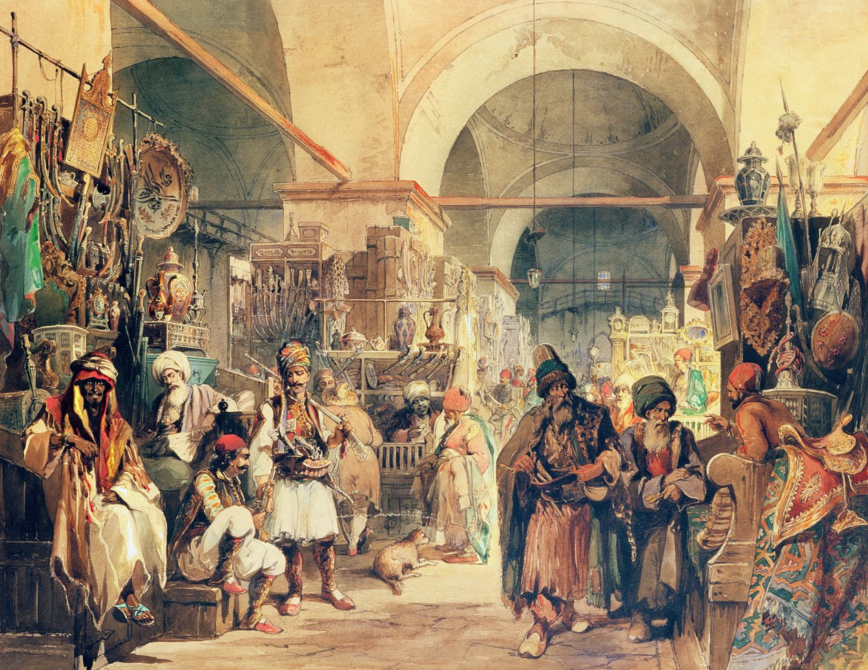 بازار تركي ، 1854 (قلم رصاص ومرحاض على الورق) بواسطة أماديو بريزيوسي