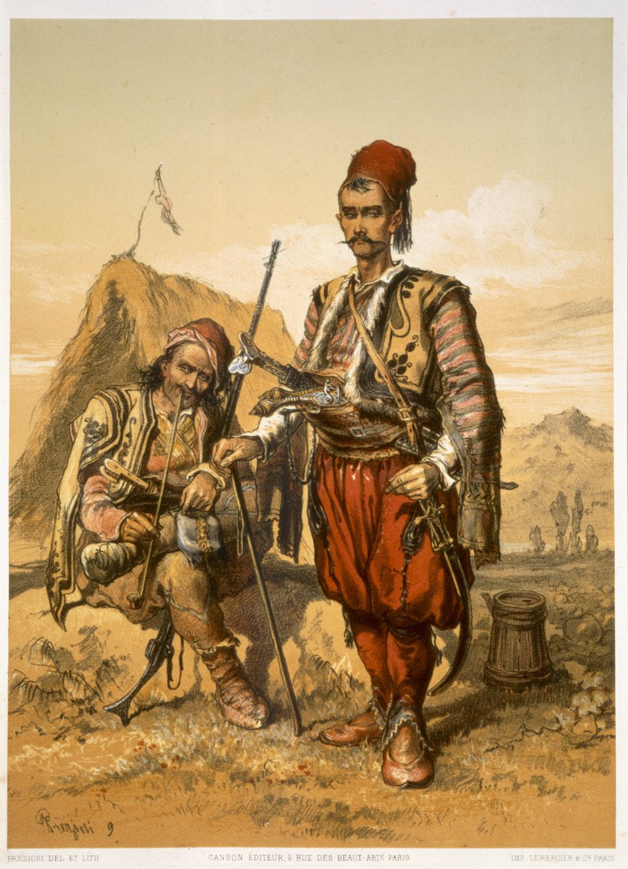 جنود المشاة الأتراك في الجيش العثماني حانة. بواسطة Lemercier ، c.1857 بواسطة أماديو بريزيوسي