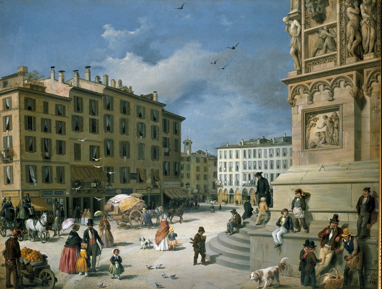 Amanzia Guerillot Inganni ، Piazza del Duomo ، 1850 بواسطة Amanzia Guérillot