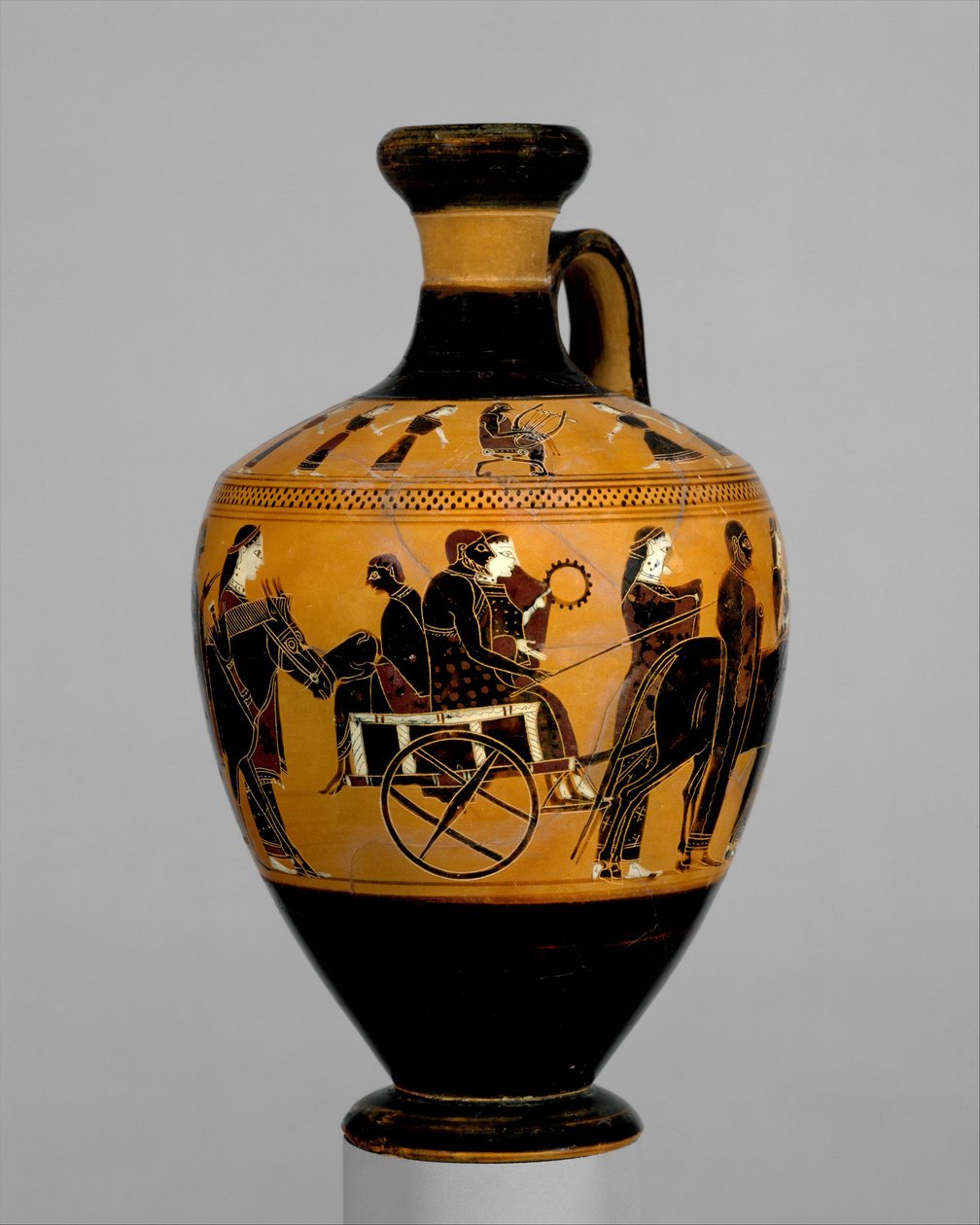 Terracotta lekythos ، حوالي 550-530 قبل الميلاد (الطين) بواسطة أماسيس رسام