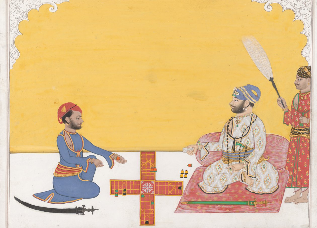 مهراجا سوفان سينغ يلعب باتشيسي ، كاليفورنيا. 1868. بواسطة أمباف
