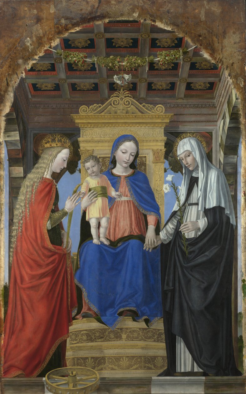 العذراء والطفل مع سانت كاترين الإسكندرية وسانت كاترين سيينا ، ج. 1490 بواسطة أمبروجيو بيرجوجنون