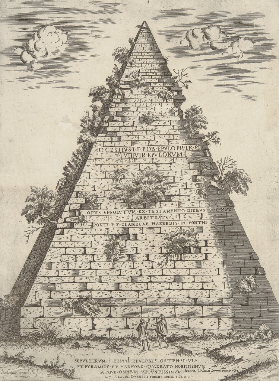 تم عرض قبر C. Cestii Epulonis بالمناسبة والهرم والرخام المربع ، الأكثر نبلاً والأقدم على الإطلاق بواسطة Ambrogio Brambilla