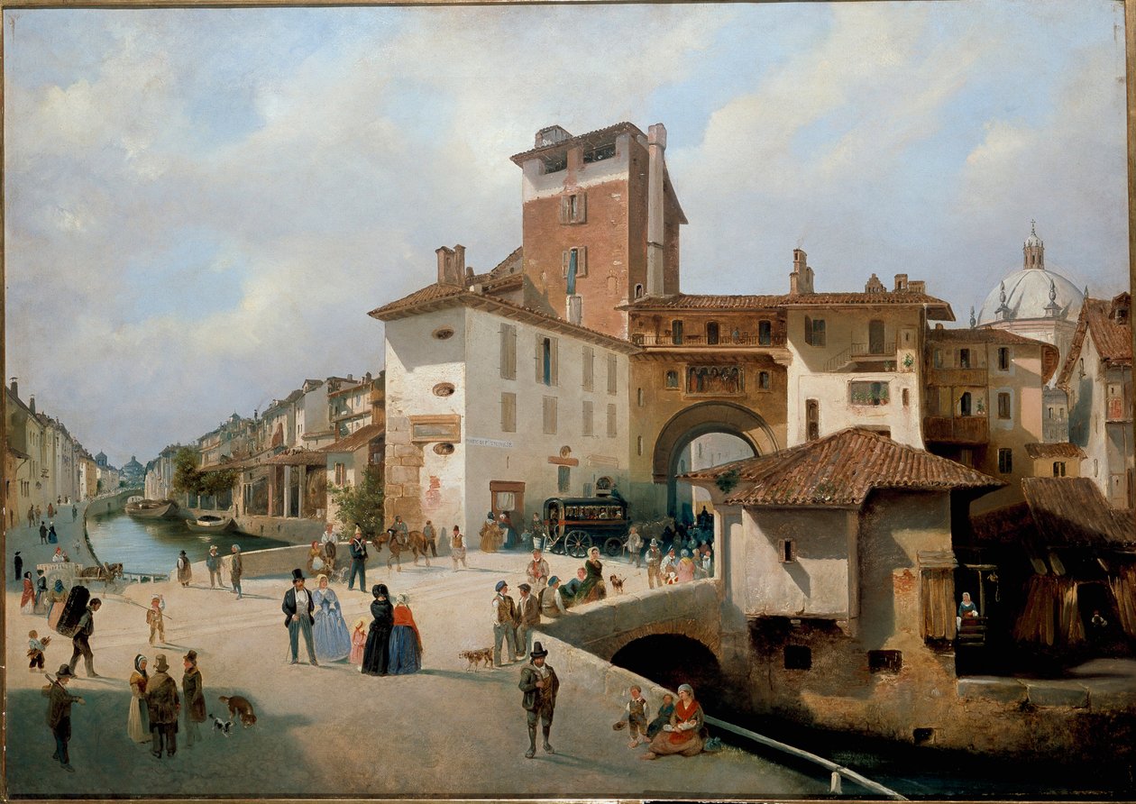 View of Ticinese gate, Milan (painting بواسطة أمبروجيو فيرميني