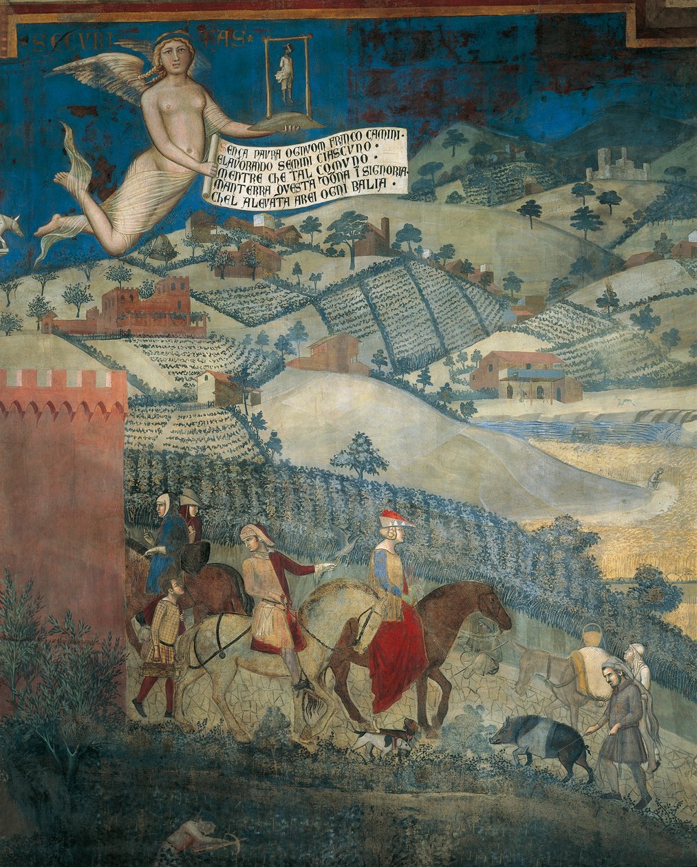 آثار الحكم الجيد في البلد ، والتفاصيل من الرواية وآثار الحكومة الجيدة والسيئة في المدينة والريف بواسطة أمبروجيو لورنزيتي