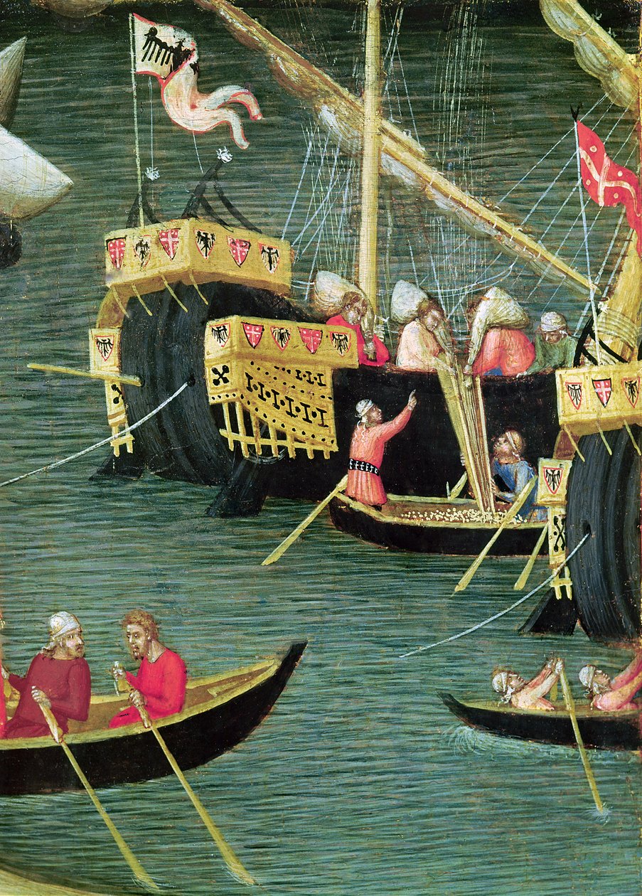 سانت نيكولاس ينقذ ميرا من المجاعة ، تفاصيل سفينة ، c.1327-32 (درجة الحرارة على اللوحة) بواسطة أمبروجيو لورنزيتي