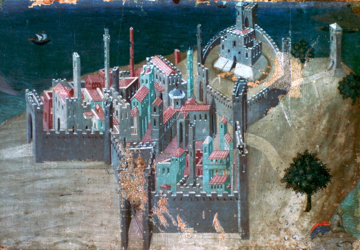 منظر لمدينة ساحلية ، c1300-1348 بواسطة أمبروجيو لورنزيتي