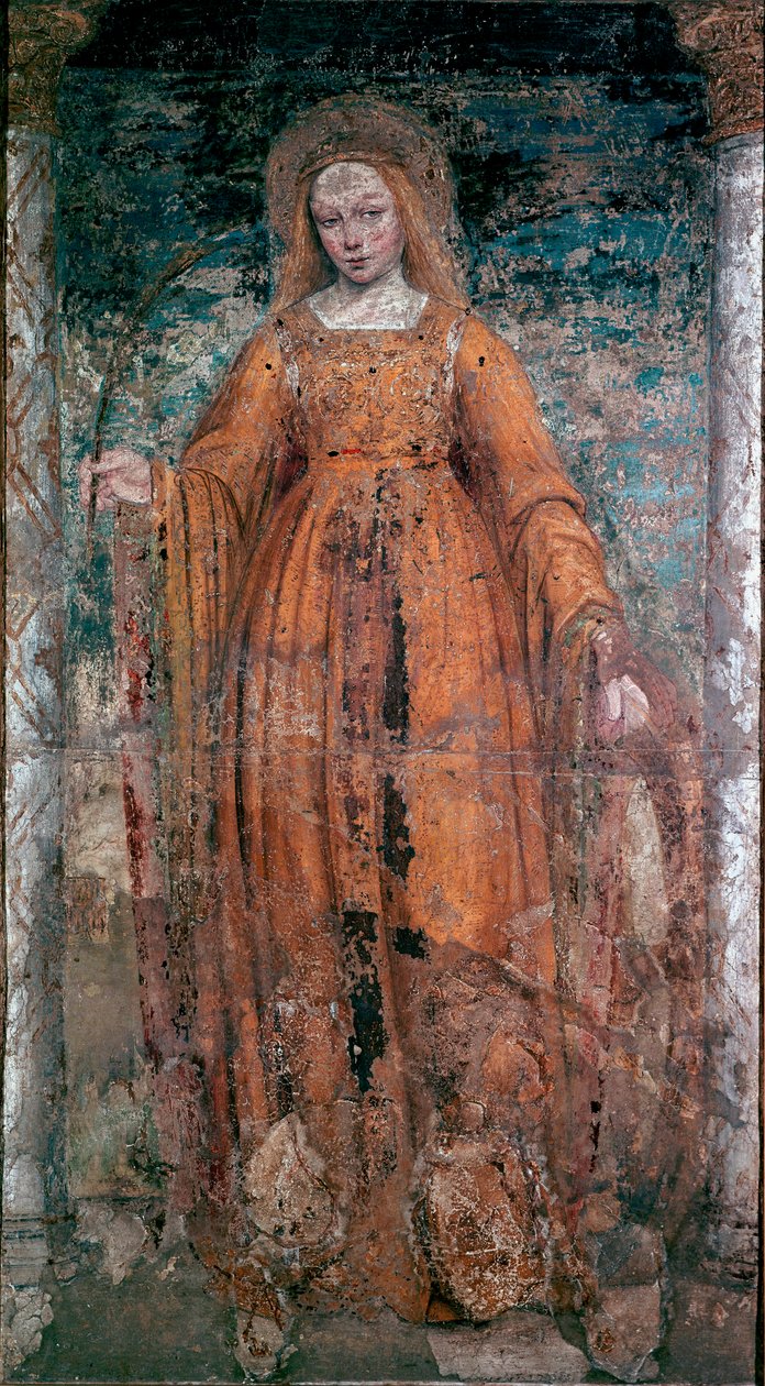 سانت كاترين من سيينا فريسكو بواسطة أمبروجيو دا فوسانو تسمى بيرجونيون (1460-1523). Dim.170x77 cm ميلان، معرض الفنون بريرا بواسطة أمبروجيو دا فوسانو (1460 1523) (أترو إلى)