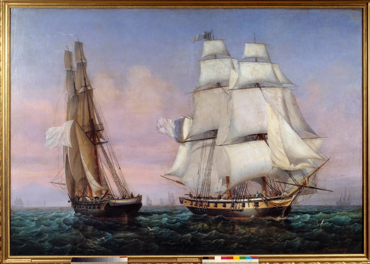 العودة من جزيرة إلبا 28/02/1815 نابليون الأول (1769-1821) على متن السفينة "" المتقلب "" "يعبر" زفير "" ". لوحة أمبرواز لويس جارنيراي (1783-1857) 1837 صن. 1،87x2،27 م بواسطة أمبرواز لويس جارنيراي