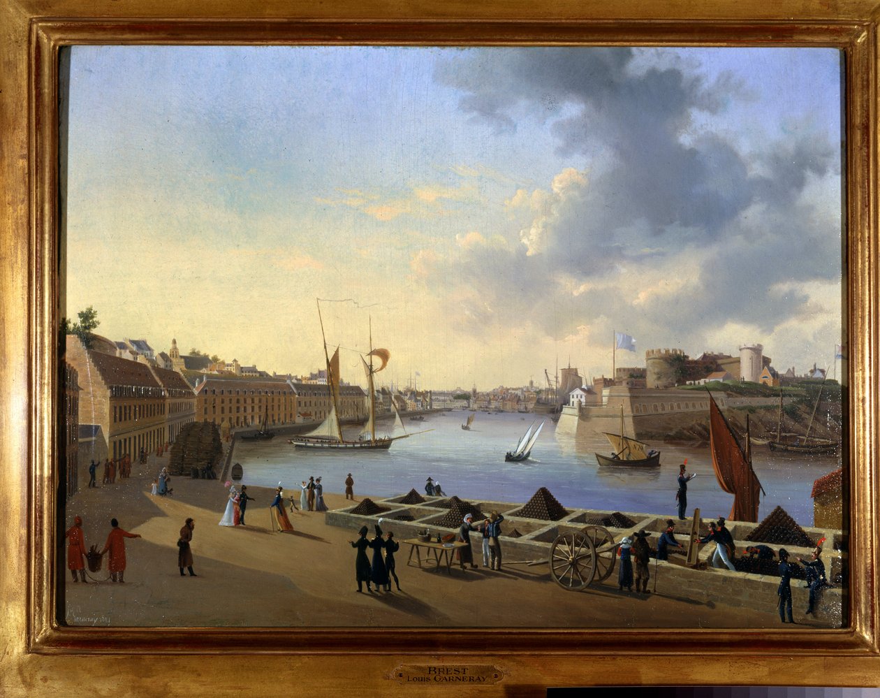 ميناء بريست ومخزون المدفعية - رسم لويس جارنيراي ، حوالي عام 1820 ، زيت على قماش ، H.0،330 ؛ 0،460. CCIP Coll. بواسطة أمبرواز لويس جارنيراي
