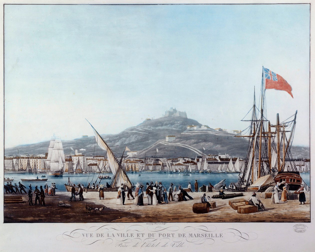 منظر لميناء مرسيليا تحت ترميم الألوان المائية بواسطة أمبرواز لويس جارنيراي (1783-1857) القرن التاسع عشر ، مرسيليا ، متحف مارين بواسطة أمبرواز لويس جارنيراي