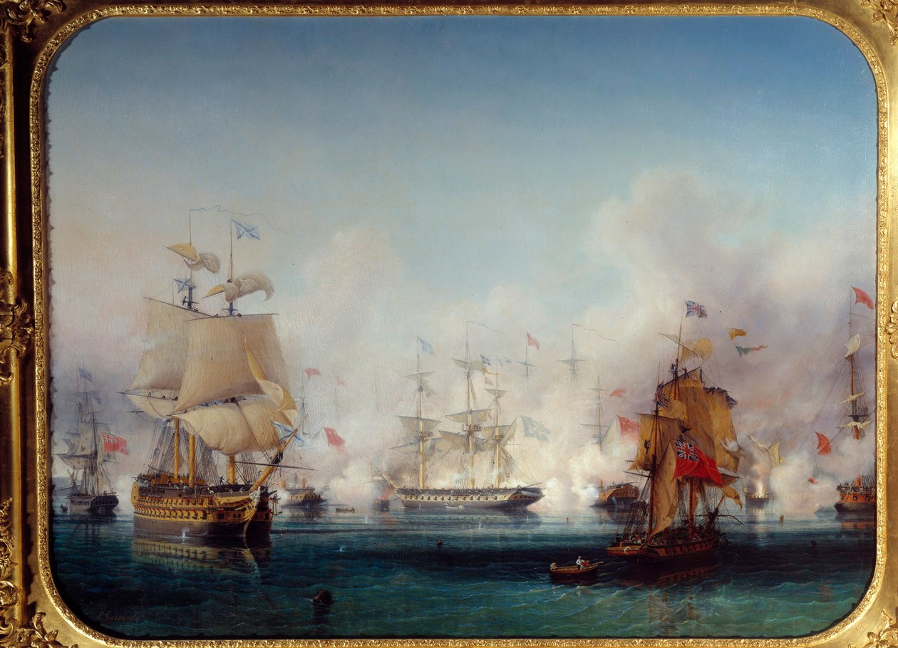 حرب استقلال اليونان: منظر للمعركة البحرية نافارين في 20-10-1827 ، 1827 بواسطة أمبرواز لويس جارنيراي