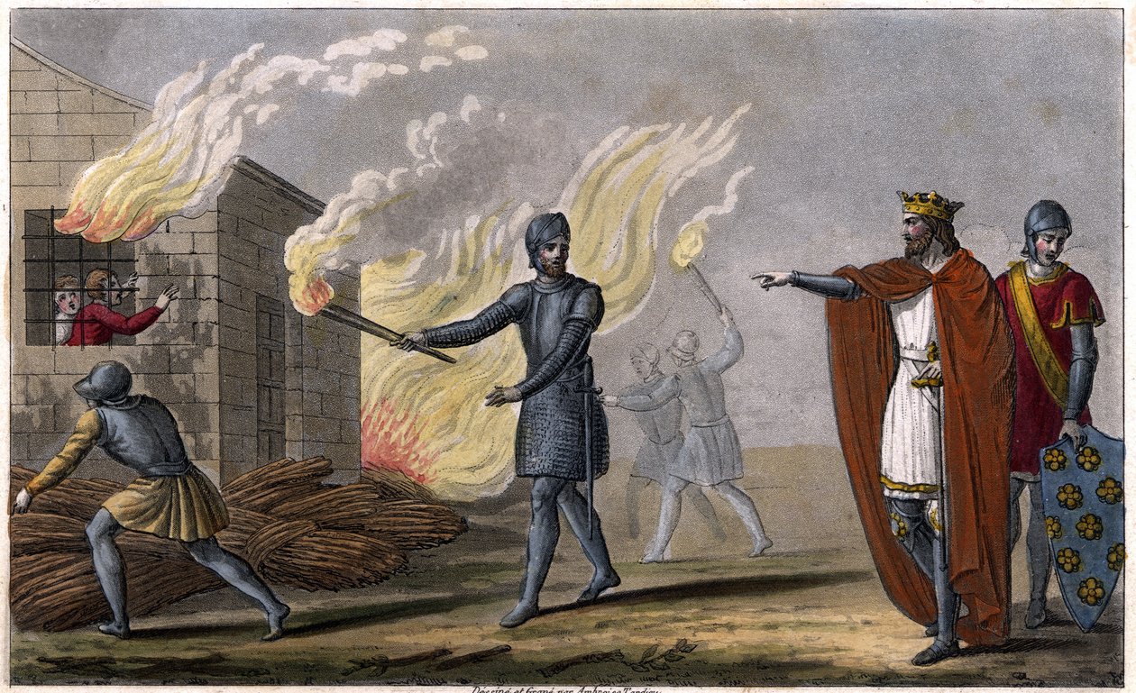 Clotaire (Clothaire) I (497-561) أحرق ابنه Chramne في كوخ ، تمرد ضده - Reign of Clotaire. احترق كلوتاير في كوخ وتمرد ابنه كرامني ضده - ديسين وآخرون قبر بواسطة أمبرواز تارديو في عام 1825. بواسطة أمبرواز تارديو