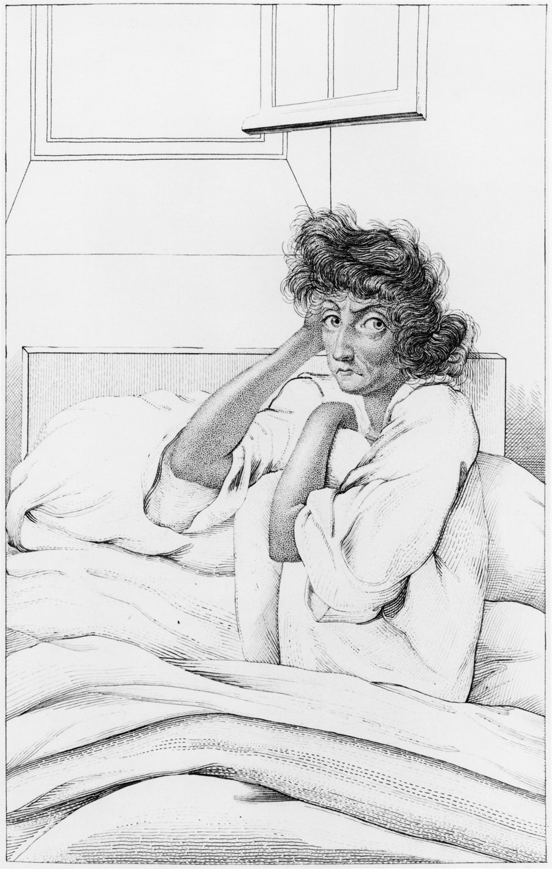 امرأة كئيبة ، رسم توضيحي من "Des Maladies Mentales التي تعتبر dans le rapport medical، hygienique et medico-legal" بواسطة Etienne Esquirol (1772-1840) 1838 بواسطة أمبرواز تارديو