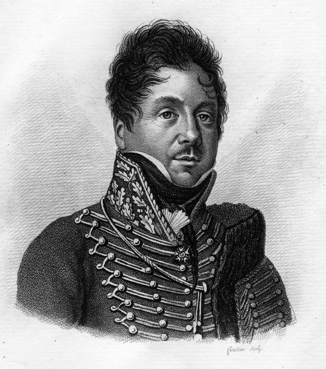 François FOURNIER SARLOVEZE (Sarlovese) 1774-1827 - في "صور الجنرالات الفرنسيين تضم انتصارات واحتفالات الفرنسيين". نقش بواسطة أمبرواز تارديو عام 1818. مجموعة ستيلا. بواسطة أمبرواز تارديو