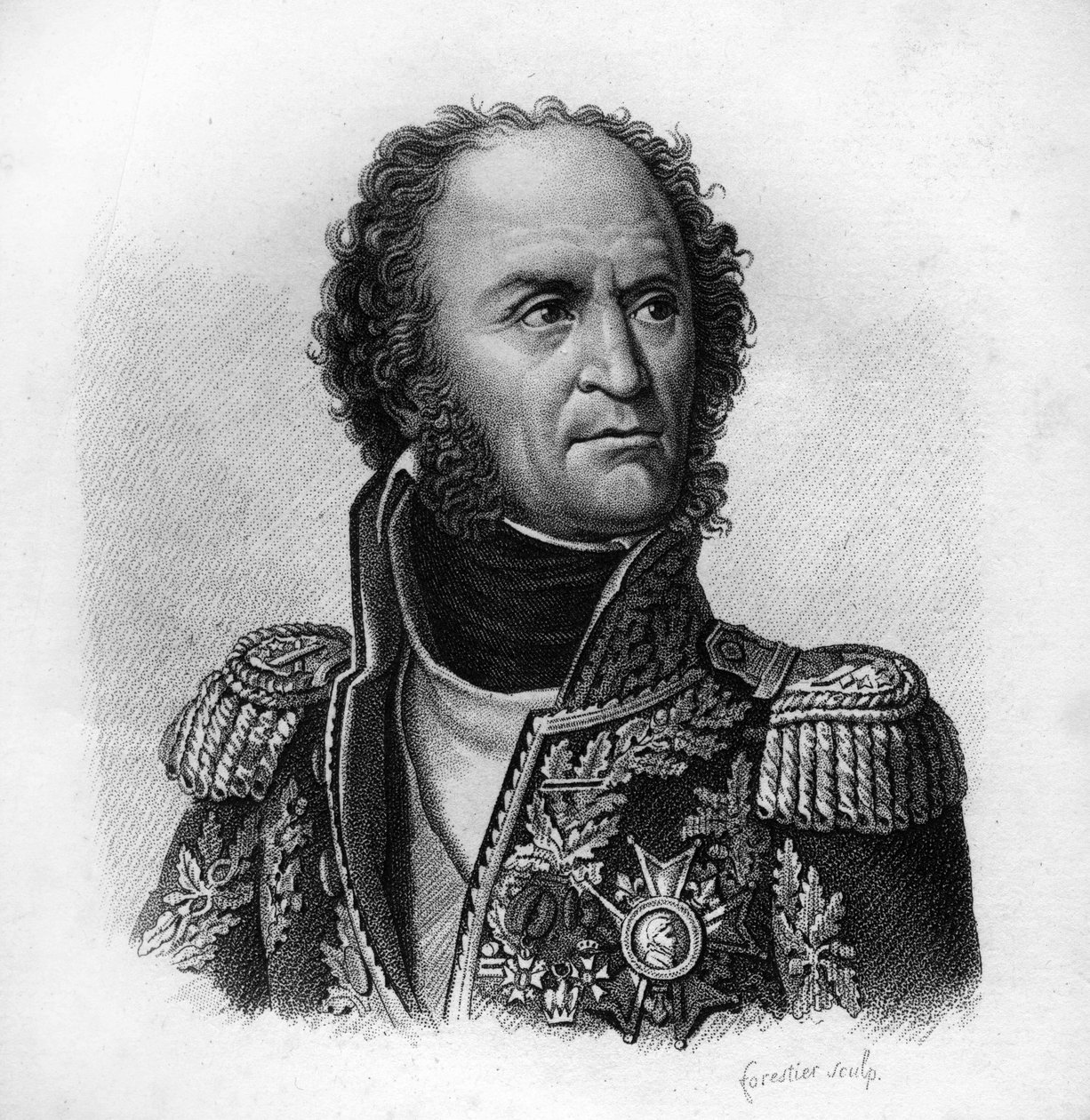 غيوم سمراء. مارشال فرنسا (1763 إلى 1815). - في صور الجنرالات الفرنسيين بعد انتصارات وغزوات الفرنسيين. نقش بواسطة أمبرواز تارديو عام 1818. مجموعة ستيلا. بواسطة أمبرواز تارديو