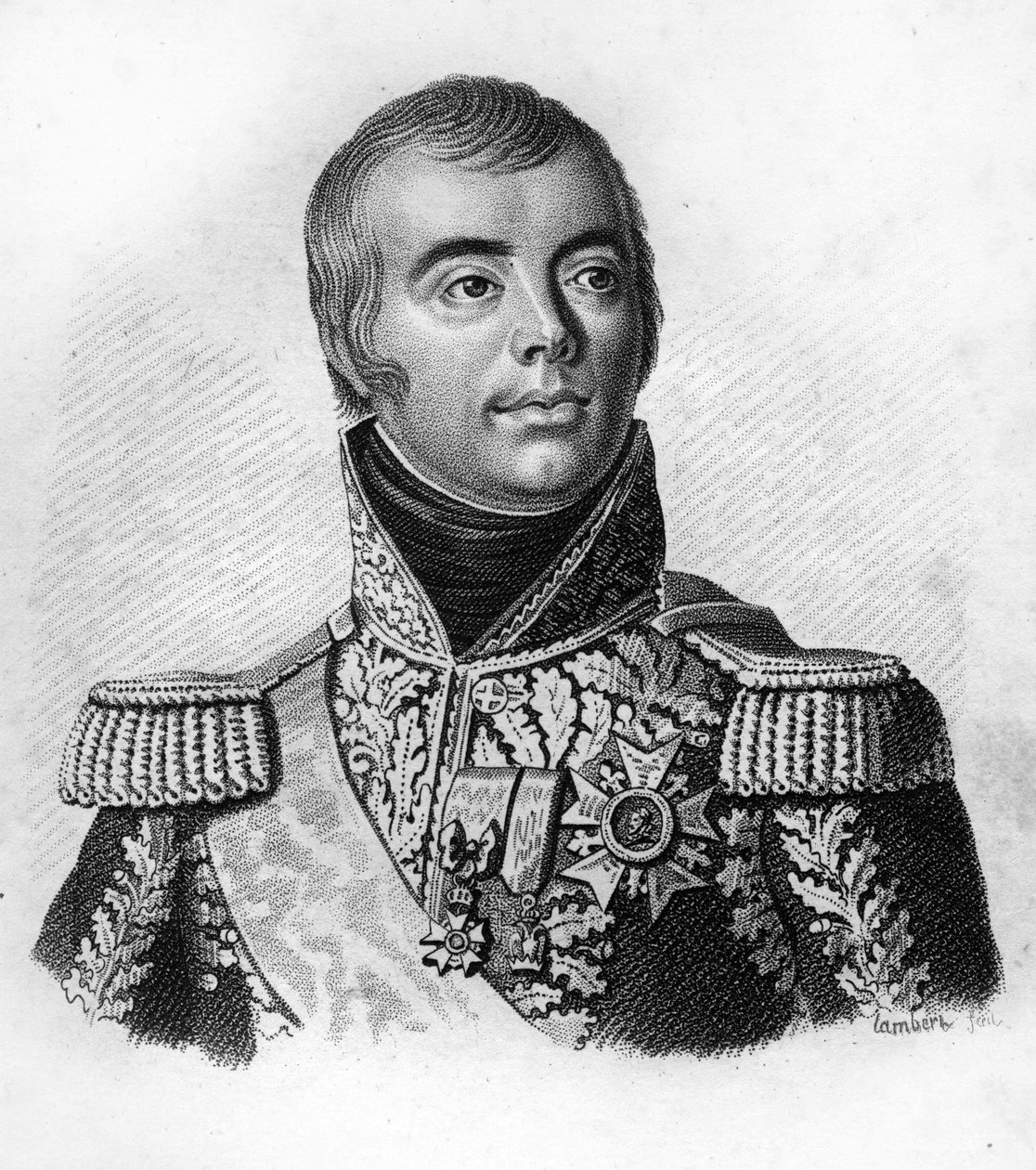 جاك الكسندر ماكدونالد (1765-1840) ، مارشال فرنسا. في "صور الجنرالات الفرنسيين بعد انتصارات وفتوحات الفرنسيين" ". نقش بواسطة أمبرواز تارديو عام 1818. مجموعة ستيلا. بواسطة أمبرواز تارديو