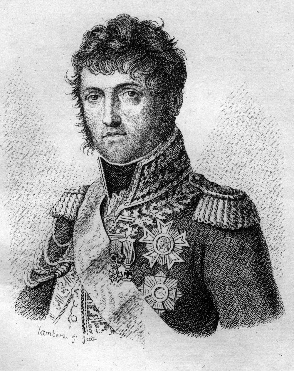 يوحنا الله نيكولا سولت دوق دالماتيا. عام ثم مارشال فرنسا (1769 - 1851) في "" صور الجنرالات الفرنسيين بعد انتصارات وغزوات الفرنسيين "" نقش بواسطة أمبرواز تارديو في عام 1818. مجموعة ستيلا. بواسطة أمبرواز تارديو