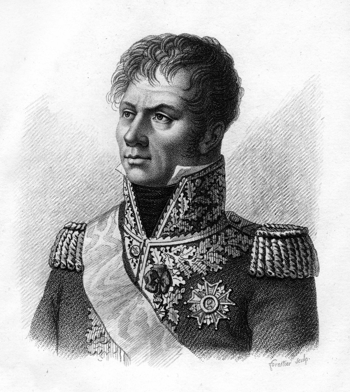 Le Maréchal Laurent ، Marquis de Gouvion - Saint - Cyr (1764-1830) - في "صور للجنرالات الفرنسيين بعد انتصارات وغزوات الفرنسيين". نقش بواسطة أمبرواز تارديو عام 1818. مجموعة ستيلا. بواسطة أمبرواز تارديو