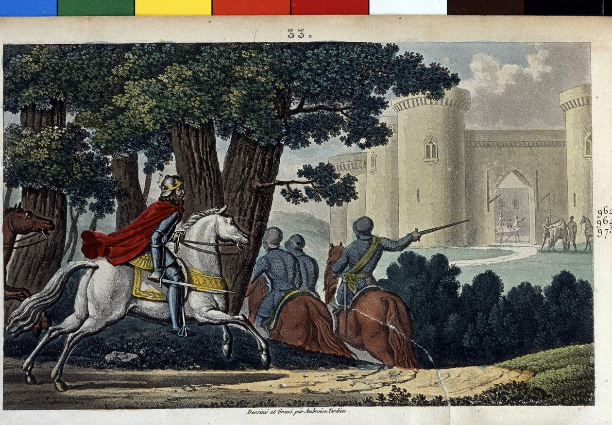 Lothaire (941-986) ، سلالة Merovingian. حارب ضد الإمبراطور الألماني أوتون الأول وهاجمه على حين غرة في آشيل. - صممه ونقشه أمبروز تارديو عام 1825. بواسطة أمبرواز تارديو