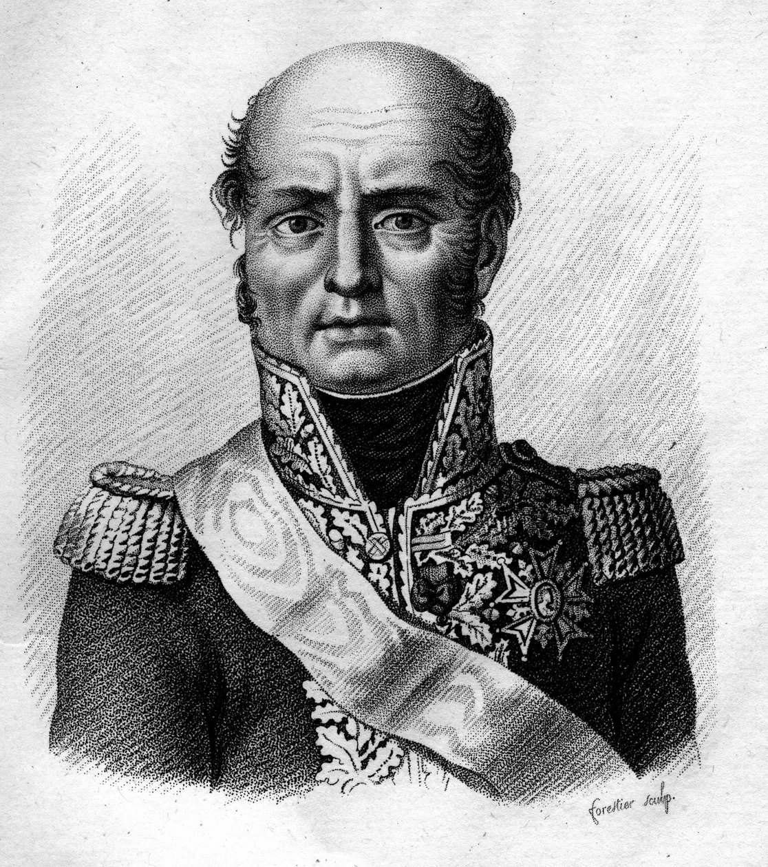لويس نيكولاس (لويس نيكولاس) دافوت ، ديت دافوت (1770-1823) ضابط فرنسي و Marechal d'Empire - في "" Portraits des generaux francais en suite les victoires et conqutoires des Francais "" - Grave by Ambroise Tardieu in 1818 - مجموعة ستيل بواسطة أمبرواز تارديو