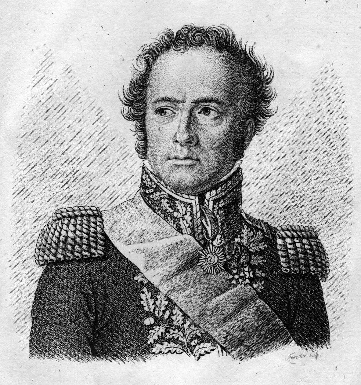 ماكسيميليان سيباستيان فوي. جنرال وسياسي فرنسي (1775 إلى 1825) - في "صور للجنرالات الفرنسيين بعد انتصارات وغزوات الفرنسيين". نقش بواسطة أمبرواز تارديو عام 1818. مجموعة ستيلا. بواسطة أمبرواز تارديو