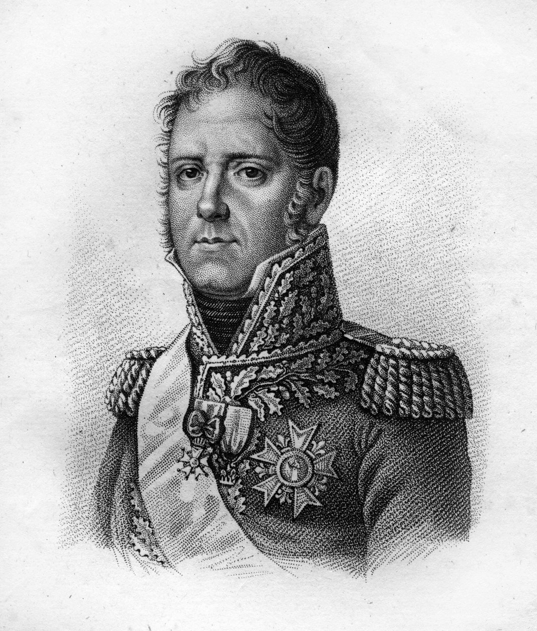 ميشيل ناي (1769-1815) ، مارشال فرنسا ، دوق إلتشنغن ، أمير موسكوفا ". في صور الجنرالات الفرنسيين بعد انتصارات وغزوات الفرنسيين "" نقش بواسطة أمبرواز تارديو عام 1818. مجموعة ستيلا. بواسطة أمبرواز تارديو