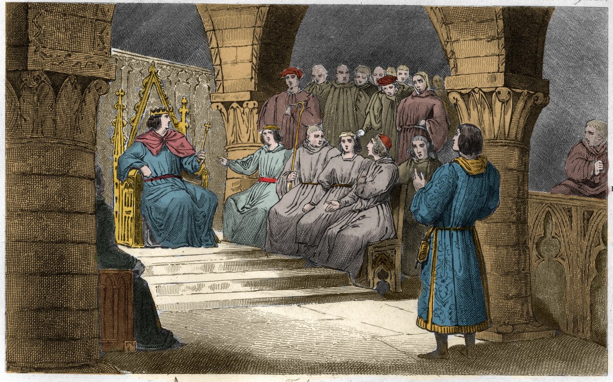 Philip V (1294-1322) يرفض Tall and the States-General ادعاءات جان الثاني (قانون ساليك) - فيليب الخامس ديت "" لو لونج "(1294-1322) - الولايات العامة ، استُدعي إلى متحف اللوفر ، أعلن الملك فيليب الخامس واستبعد من التاج ابنة أخته جين بواسطة أمبرواز تارديو
