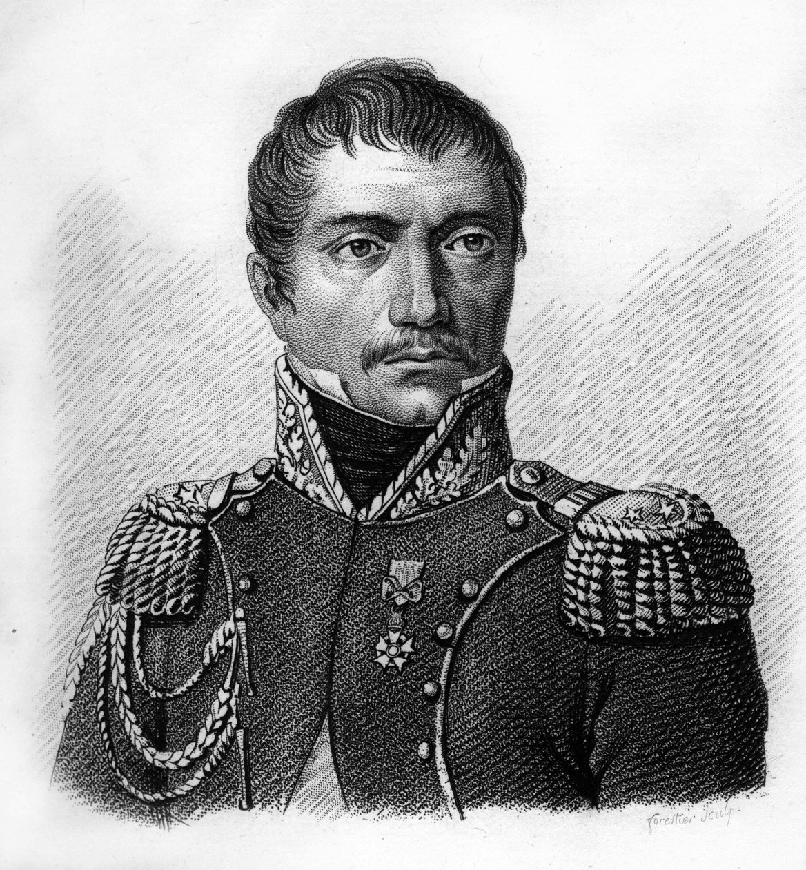 صورة للجنرال فيليب أوغست يوجين ميرلين دو دواي 1754-1838. - في "صور الجنرالات الفرنسيين تضم انتصارات واحتفالات الفرنسيين". نقش بواسطة أمبرواز تارديو عام 1818. مجموعة ستيلا. بواسطة أمبرواز تارديو