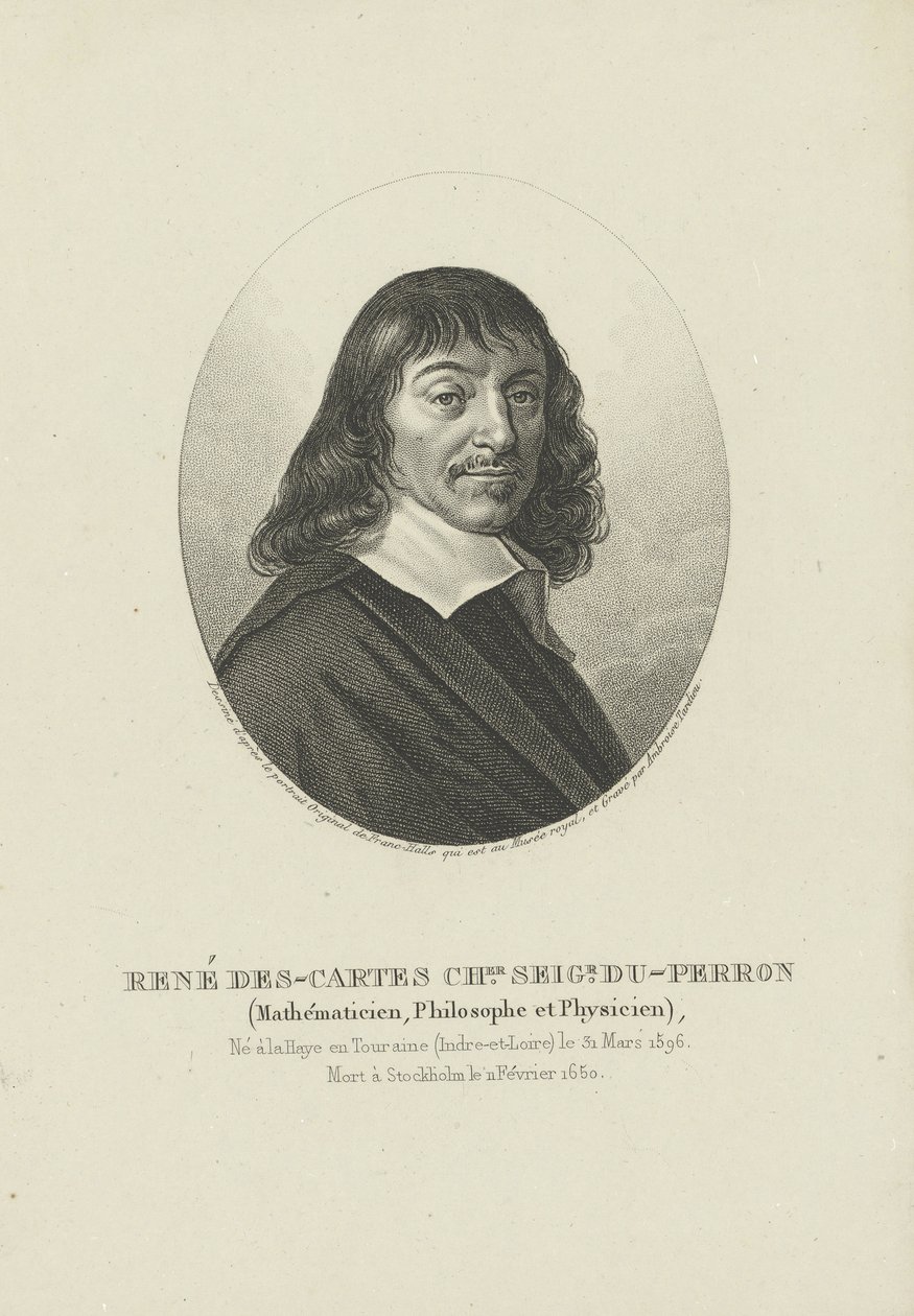 صورة الفيلسوف رينيه ديكارت 1596-1650 ، كاليفورنيا 1820. بواسطة أمبرواز تارديو