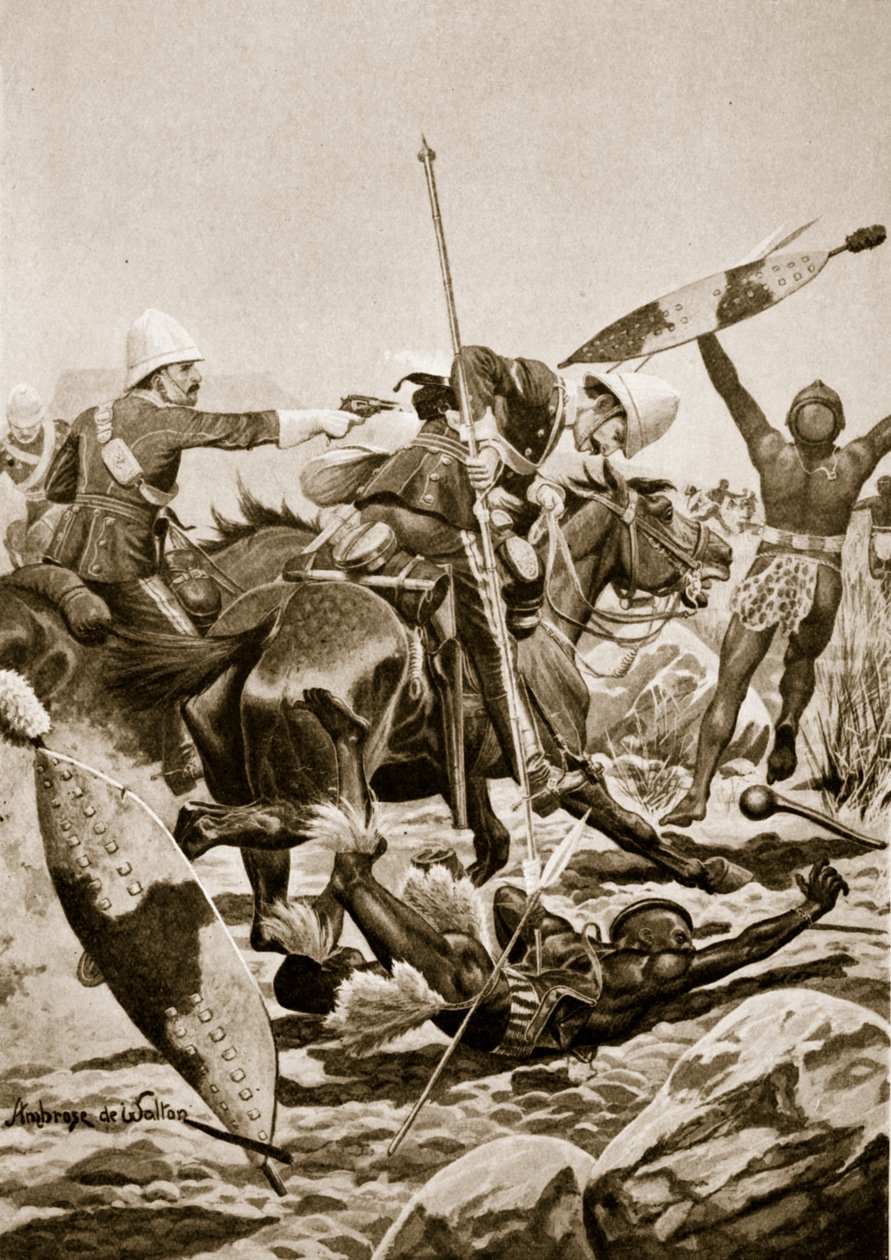 ال 17 لانسر يلاحقون زولوس بعد أولوندي ، 4 يوليو 1879 بواسطة أمبروز دي والتون