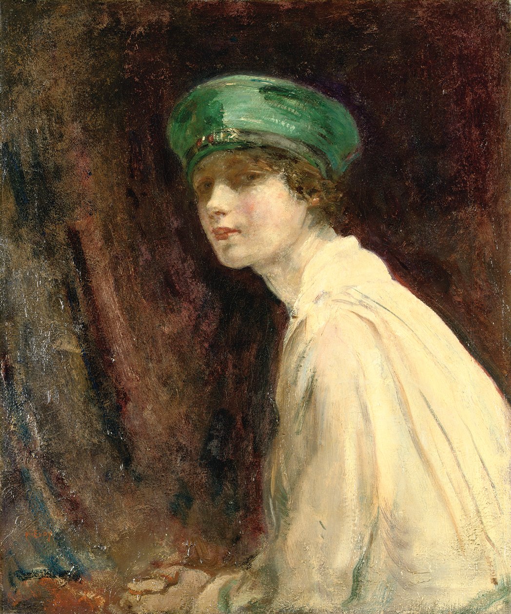 "القبعة الخضراء" ، صورة للسيدة كلود جونسون ، 1918 بواسطة أمبروز ماكيفوي