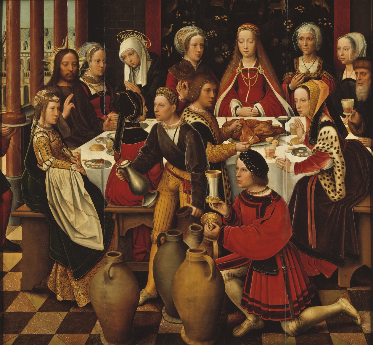 Les noces de Cana - وليمة الزفاف في قانا ، بقلم بنسون ، أمبروسيوس (1495-1550). زيت على خشب. الأبعاد: ٩٩ × ١٠٥ سم. المتحف الوطني ستوكهولم بواسطة أمبروسيوس بنسون