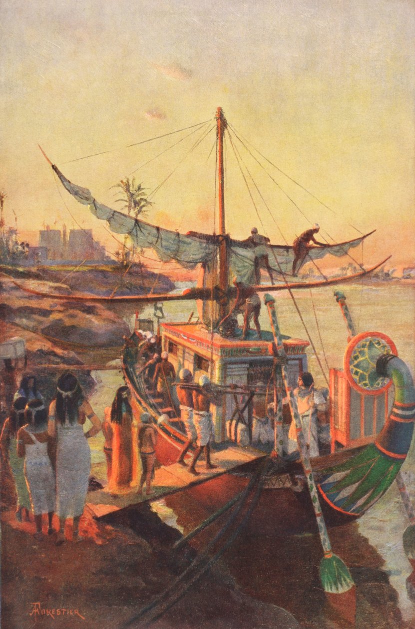 أسطورة الأصل المصري لحجر سكون ، من "أخبار لندن المصورة" ، 1910 بواسطة أميدي فوريستير