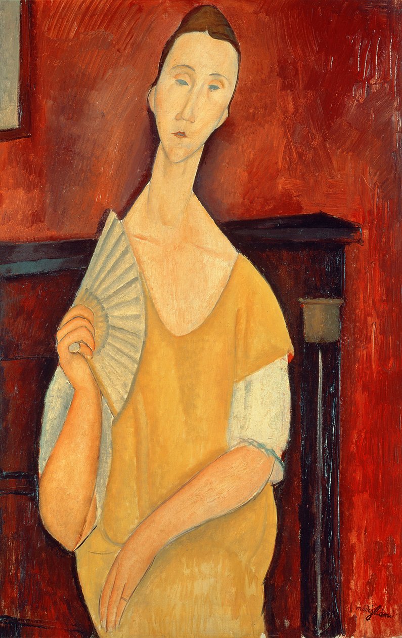 امرأة مع مروحة (Lunia Czechowska) 1919 بواسطة أميديو موديجلياني
