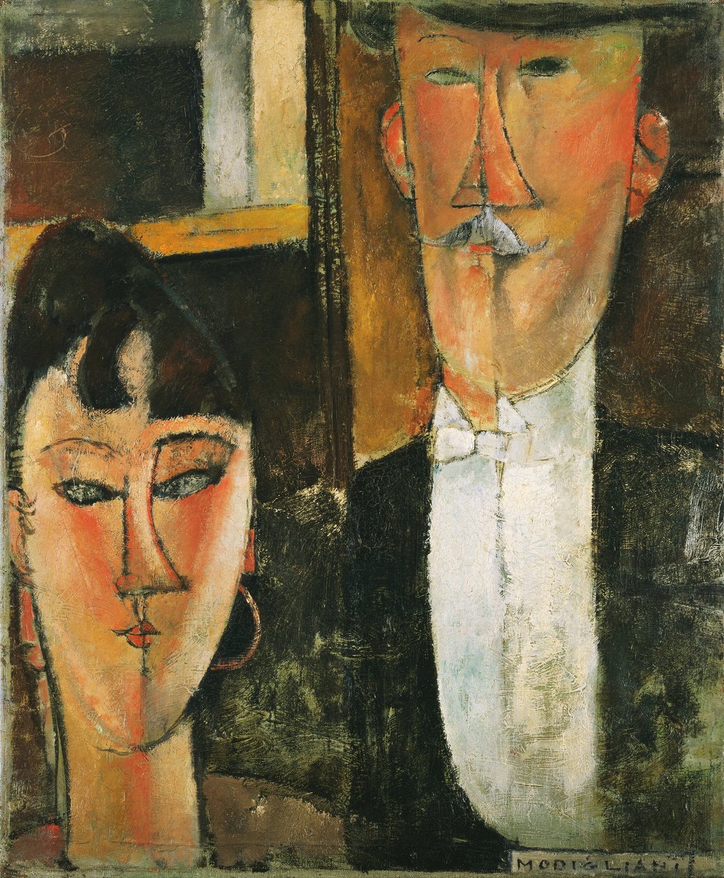 العروس والعريس - Peinture de Amedeo Modigliani (1884-1920) - 1915-1916 - زيت على قماش - 55x46 - (c) متحف الفن الحديث ، نيويورك بواسطة أميديو موديجلياني