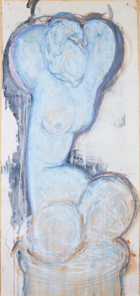 Caryatid ، c.1914 (الغواش على الورق ، وضعت على قماش ولوحة) بواسطة أميديو موديجلياني