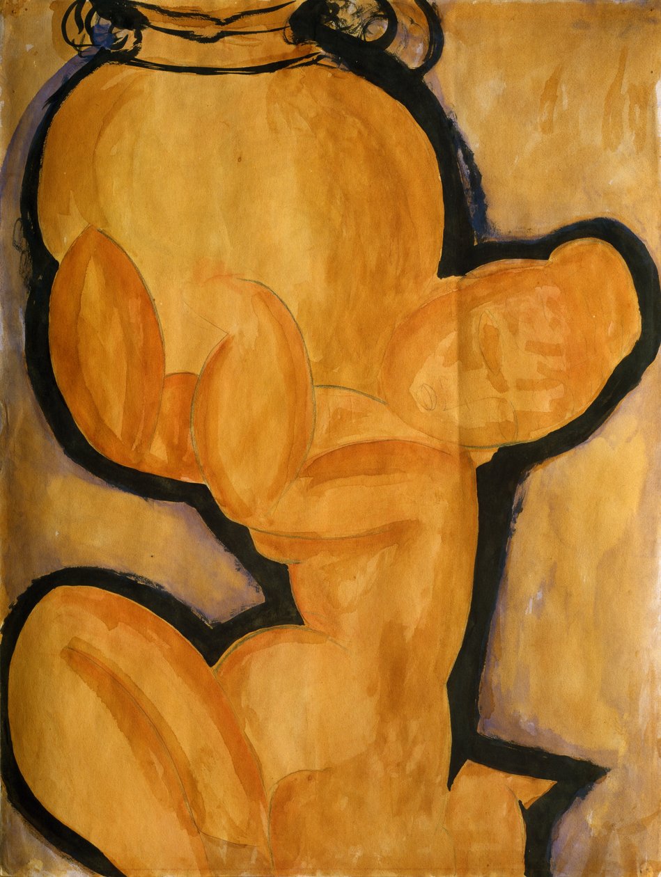 Caryatid مع إناء ، ج .1913-14 بواسطة أميديو موديجلياني