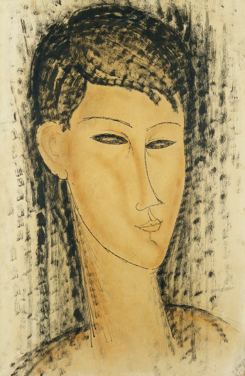 رأس امرأة شابة ؛ رأس امرأة شابة 1914 بواسطة أميديو موديجلياني