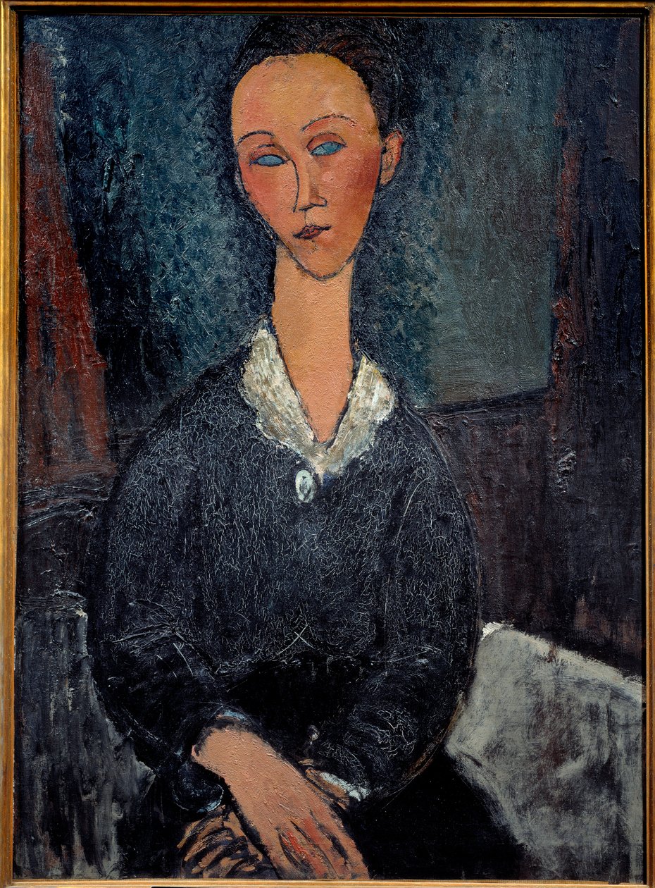 La woman au col blanc لوحة لأميديو موديلياني (1884-1920) من القرن العشرين. 0،92x0،6 م غرونوبل ، متحف الفنون الجميلة بواسطة أميديو موديجلياني