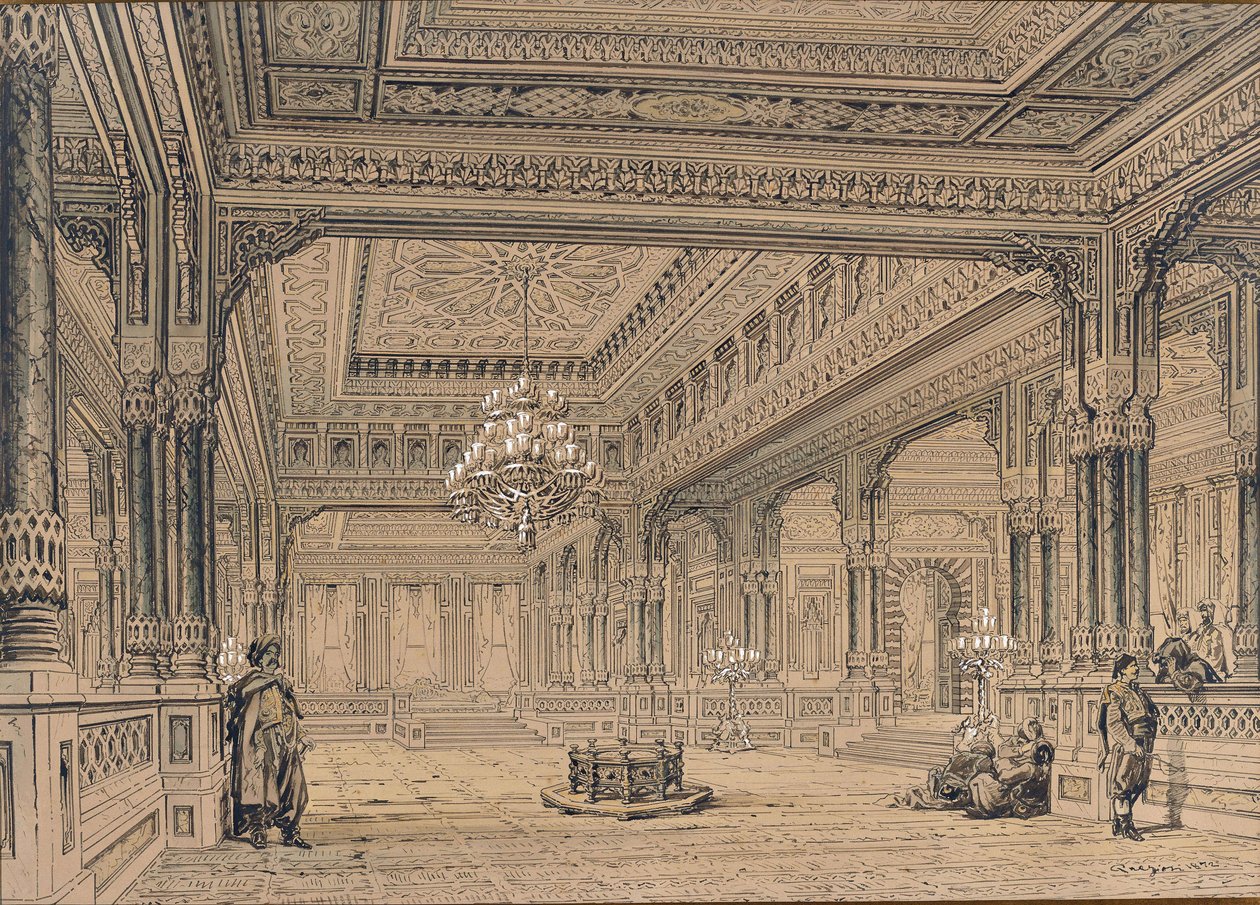 داخل قصر سيراجان في اسطنبول عام 1872. بواسطة أميديو بريزيوسي