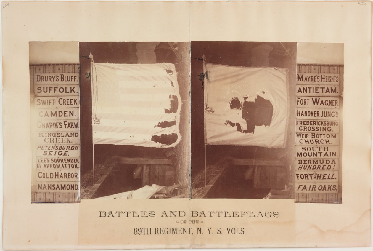 المعارك وأعلام المعركة من الفوج 89 ، مجلدات NYS ، c.1870 (صورة بني داكن) بواسطة مصور أمريكي