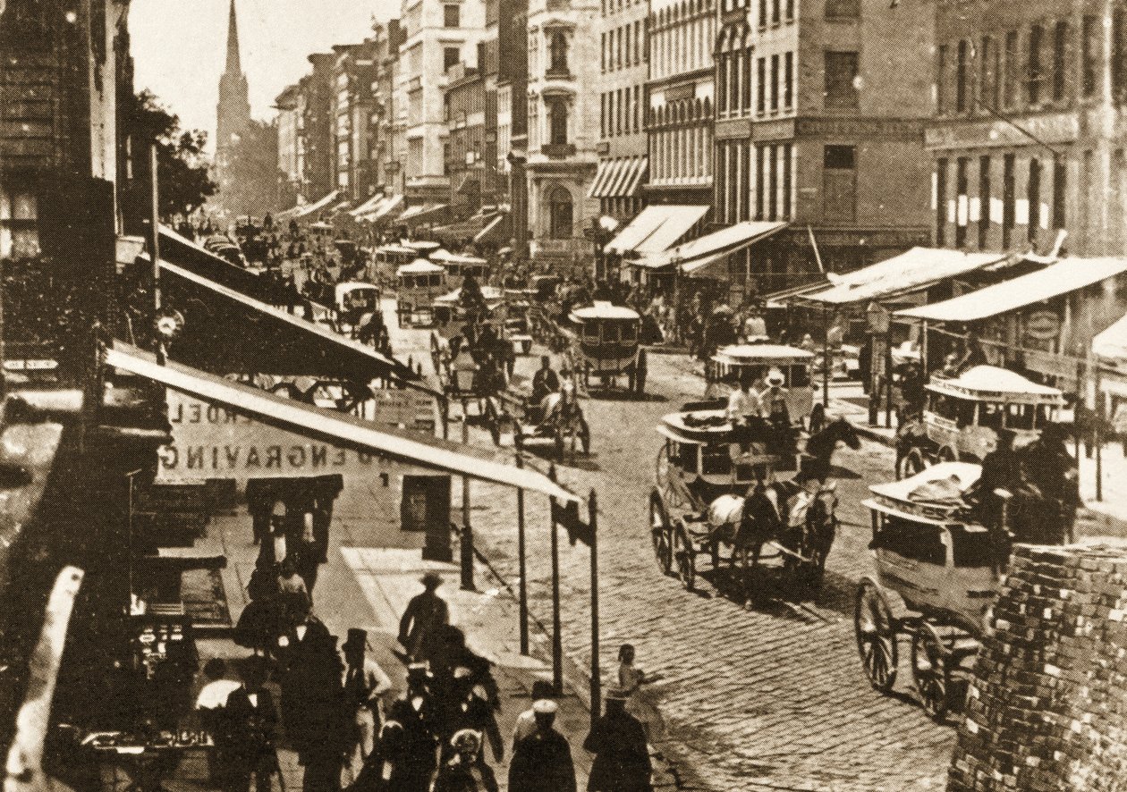 برودواي في شارع دوان ، مدينة نيويورك ، 1870 بواسطة مصور أمريكي