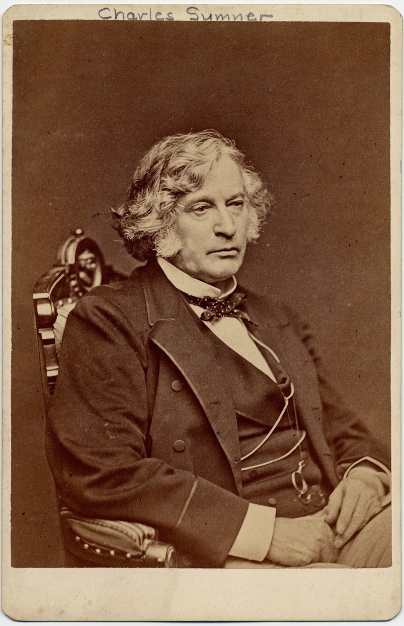 تشارلز سومنر (1811-1874) ، عضو مجلس الشيوخ الأمريكي ؛ تصوير جورج وارن ، بوسطن (طباعة زخرفية) بواسطة مصور أمريكي